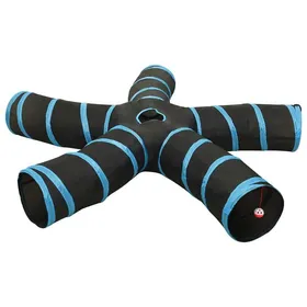 Comparer les prix de Tunnel pour chats à 5 voies 25 cm polyester noir et bleu 02_0005160
