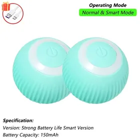 Meilleurs prix pour Balle interactive pour chat,balle roulante automatique avec queue,jouet coule intelligent pour animal de compagnie aste,2 Bleu
