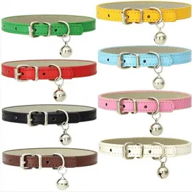 Comparer les prix de Lot de 8 colliers pour chat en cuir avec clochettes et boucles en mtal poli durable et rglable faits la main VHV