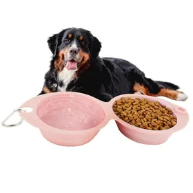 Comparer les prix de Bol deau Portable pour Chien - 2 en 1 pour Nourriture et Eau  Bol Pliable pour Chiots et Chats