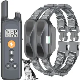Comparer les prix de Collier de Dressage pour 2 Chien avec Télécommande Chiens de 3 à 55 Kg Rechargeable Collier Anti Aboiement Étanche 4 Modesnoir