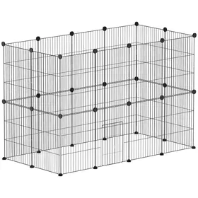 Meilleurs prix pour Enclos pour animaux - PawHut - 24 panneaux - pour lapins, cochons d'inde, hérissons - grillagés en acier - 120 x 60 x 80 cm - noir