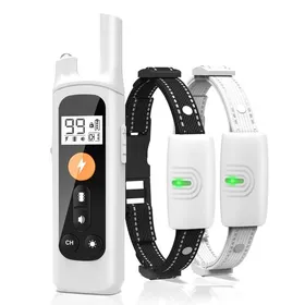 Comparer les prix de Collier de Dressage pour 2 Chien avec Télécommande Chiens de 3 à 55 Kg Rechargeable Collier Anti Aboiement Étanche 4 Modesblanc