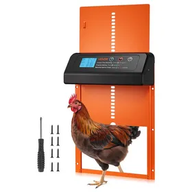 Comparer les prix de Porte Poulailler Automatique-VEVOR-Alimentation par Piles-avec Minuterie et Réglage Manuel-Étanche-Orange