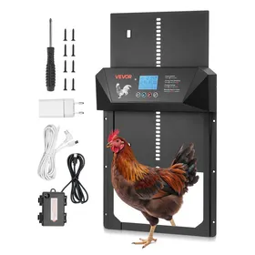 Comparer les prix de Porte Poulailler Automatique-VEVOR-Alimentation par Piles et CC-Écran LCD-Réglage Manuel-Système Anti-pincement