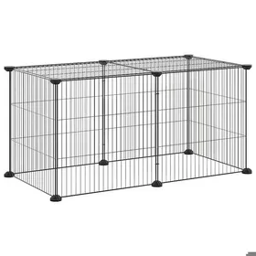 Meilleurs prix pour poulailler - enclos petits animaux - HELLO2026 - Cage animaux de compagnie à 8 panneaux Noir 35x35cm Acier 3_8947788