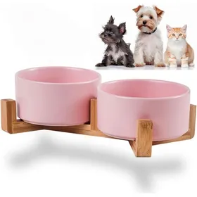 Comparer les prix de 1 pièce-Gamelle en céramique pour chat et chien-avec support - antidérapante-gamelle pour animaux de compagnie - rose - 24*13*6cm