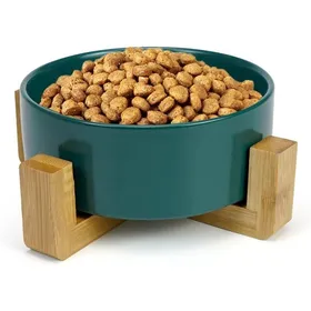 Comparer les prix de Gamelle céramique avec support en bambou - MICH - Antidérapant - 400 ml - Vert - Facile à nettoyer