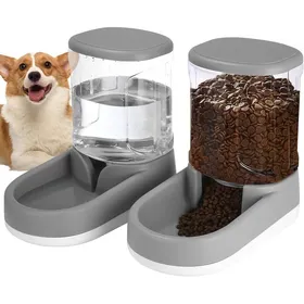Meilleurs prix pour Distributeur Automatique Croquettes Et Eau 3 8L 2 Unités Pour Chats Et Chiens (Gris) Décoration Intérieure Extérieure Maison