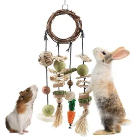Comparer les prix de Jouets pour lapins-Accessoires adaptés aux activités des lapins-Jouets à mâcher suspendus pour la cage-Hamsters et cochons dInde