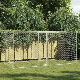 Comparer les prix de Argent Cage pour chiens (1pc) - Niches & enclos - Argenté 400 x 200 x 200 cm Acier galvanisé A1844