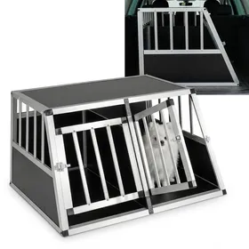 Comparer les prix de Cage de Transport pour Chien COSTWAY en Métal Porte Verrouillable Séparateur Amovible 67 x 435 x 48 cm Chenil de Camping Camion