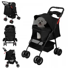 Comparer les prix de Poussette pliable 2 en 1 pour animaux XJING-Poussette de voyage-Convient aux chats et aux chiens-Spacieuse-Sûre et robuste-Noir