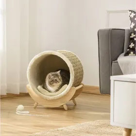 Comparer les prix de cabane pour chat avec griffoir intégré et coussin maison en bois et flanelle 41 x 38 x 43 cm ORVRYN