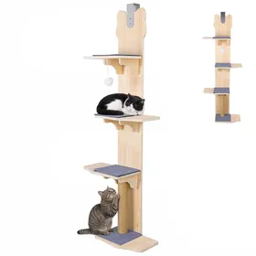 Comparer les prix de FLASIDU 35x25x150cm Grand Arbre à Chat Tour à Chat pour Chats dintérieur Gain de place installation facile 4 niveaux Bois