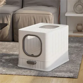 Comparer les prix de Bac à Litiere pour Chat Fermée, Maison de Toilette pour Grand Chat avec Plateau Amovible et Pelle, Capacité de Charge 15 kg
