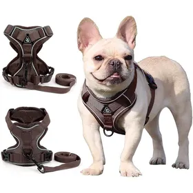 Comparer les prix de Harnais de sécurité pour animaux de compagnie harnais de dressage léger réfléchissant et anti-fuite réglable (marron M)