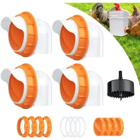 Meilleurs prix pour Mangeoire Automatique pour Poules à 4 Ports - Kit de Mangeoire à Gravité DIY pour Seaux Tonneaux Bacs Label