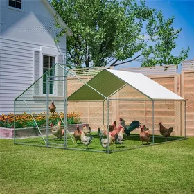 Comparer les prix de Grand Poulailler 3x4m avec Filet de Protection - Enclos Extérieur pour Poules Canards et Volailles Étanche et Anti-UV Robuste