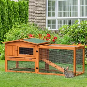 Comparer les prix de MOTHINESSTO1043-Clapier cage à lapins rongeurs 2 étages tiroir déjection enclos extérieur amovible toit ouvrant 156L x 58l x 68H cm