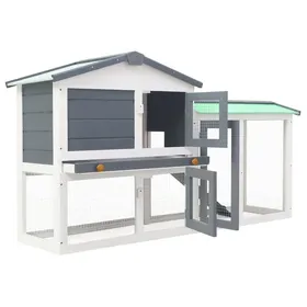 Meilleurs prix pour SALE 2025Clapier à lapin MOOD - Clapier large dextérieur - Gris et blanc 145x45x84 cm Bois Chill336494