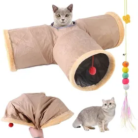 Meilleurs prix pour Tunnel pour Chats Pliable avec Grottes pour Chat en Daim Jouet Animaux pour Chatons Chiot Lapins Cochons d’Inde  avec des