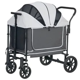 Meilleurs prix pour Poussette Pour Chien Et Chat Jusquà 30kgPliable 110x65x102cmAvec Coussin2 PortesFenêtres Filet Et Sac De Rangement Gris Foncé