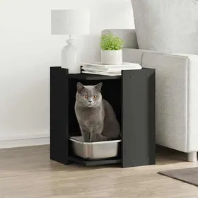 Meilleurs prix pour Meuble de bac à litière pour chat - vidaXL - Noir - Bois dingénierie - 42x42x51 cm - Conception discrète