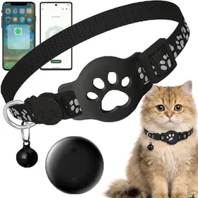 Comparer les prix de Collier GPS Chat sans Abonnement/SIM Traceur IP67 Étanche iOS/Android Localisation Temps Réel Anti-Perte (D) Meoiruery