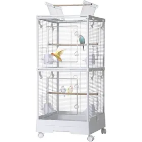 Comparer les prix de Cage à Oiseaux 40 cm avec Roues 3-en-1 : Volière Transport & Stand