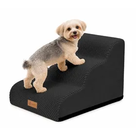 Comparer les prix de VOUNOT® Escalier pour chien et chat à 3 marches en mousse haute densité - antidérapante déhoussable lavable - 57x40x40cm noir