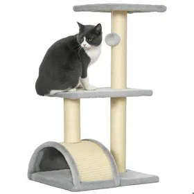 Comparer les prix de Arbre à Chat 72 cm avec Griffoir et Balle Suspendue Meuble dActivité et Arbre à Grimper pour Chat Gris Clair