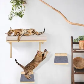 Comparer les prix de YIPEEMA. LIT MURAL POUR CHAT EN BOIS MASSIF PLANCHE À GRIFFES GRIS 40*30*30CM.