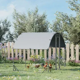 Meilleurs prix pour Grand enclos poulailler 532 ㎡ parc grillagé toit anti-UV porte verouillable 28 x 19 x 197 m argenté