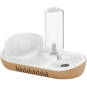 Comparer les prix de Gamelles chat 2pcs distributeur eau automatique + bol nourriture support surélevé marron. Label
