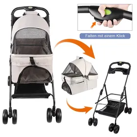 Comparer les prix de MIPAN Poussette pour chien 3 en 1 pliable panier de rangement amovible roues à 360°  50*65*99cm Gris POUSSETTE POUR ANIMAUX