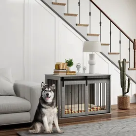 Comparer les prix de Clapier Cage Pour Chien Maison 98x58x61cm Niche Verrouillable Avec Porte Coulissante - Pour Grands Chiens