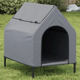 Comparer les prix de Automne/hiverNiche pour chien gris clair tissu oxford et acier - HAuteur:85cm - Grande Taille &FR_595034
