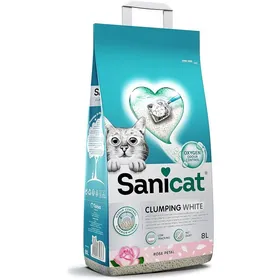 Comparer les prix de Litière chat minérale blanche agglomérante 8 L parfum pétales de rose contrôle odeurs absorption rapide naturelle