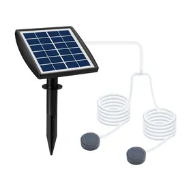 Meilleurs prix pour Pompe à Oxygène Solaire 6V 2W avec Support Terrain pour Bassin de Jardin Aquarium Extérieur Étang - 2.5m Tuyau + 2 Pierres à Air