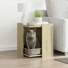 Meilleurs prix pour Meuble de bac à litière pour chat - vidaXL - Chêne sonoma - Bois dingénierie - 42x42x51 cm - Multifonctionnel
