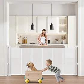 Comparer les prix de Barrière de Sécurité Extensible-VEVOR-Jusqu’à 180 cm Hauteur 87 cm-Animaux de Compagnie-Clôtures en Mailles-Blanc