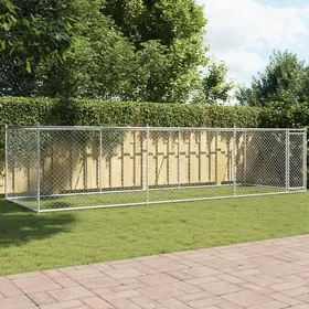 Meilleurs prix pour Gris Cage pour chiens (1pc) - Niches & enclos - avec porte gris 6x2x1 5 m acier galvanisé A1832