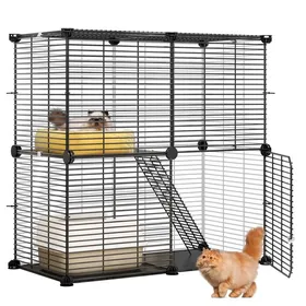 Meilleurs prix pour 1 Cage à 2 niveaux Escaliers amovibles Grille métal 15 cm Pour chats furets lapins Intérieur et voyage .