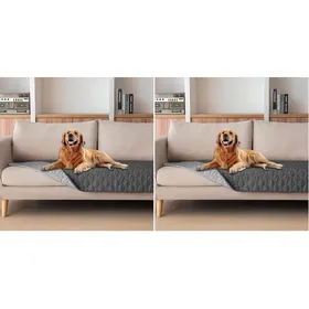 Meilleurs prix pour Lot de 2 Couvertures Étanches pour Animaux Protection Meubles Anti-Rayures Réversible 76x178 cm Gris Foncé et C HOUSSE DE CANAPE