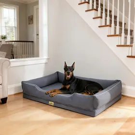 Comparer les prix de Panier Chien Orthopédique - BingoPaw - Lit pour Chien Coussin Déhoussable pour Chiens Anti-dérapant - Gris 127x94x24cm