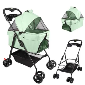 Comparer les prix de Poussette pour animaux de compagnie pour chats et chiens détachable vert 50*65*99cm.