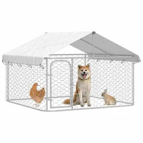 Comparer les prix de BEL ACHAT*Chenil extérieur - Parc de jeu et d’exercice - avec toit 200x200x150 cm Promo205512