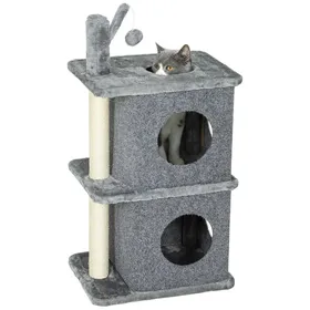 Meilleurs prix pour Arbre à chat à 3 niveaux hauteur 80 cm pour chats avec 2 niches et surface de repos confortable balle amovible pour animal 5 kg