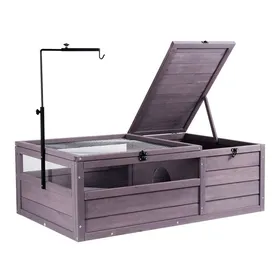 Comparer les prix de Maison en Bois pour Tortues-VEVOR-Cage pour Petits Animaux-2 Pièces-avec Support de Lampe Réglable
